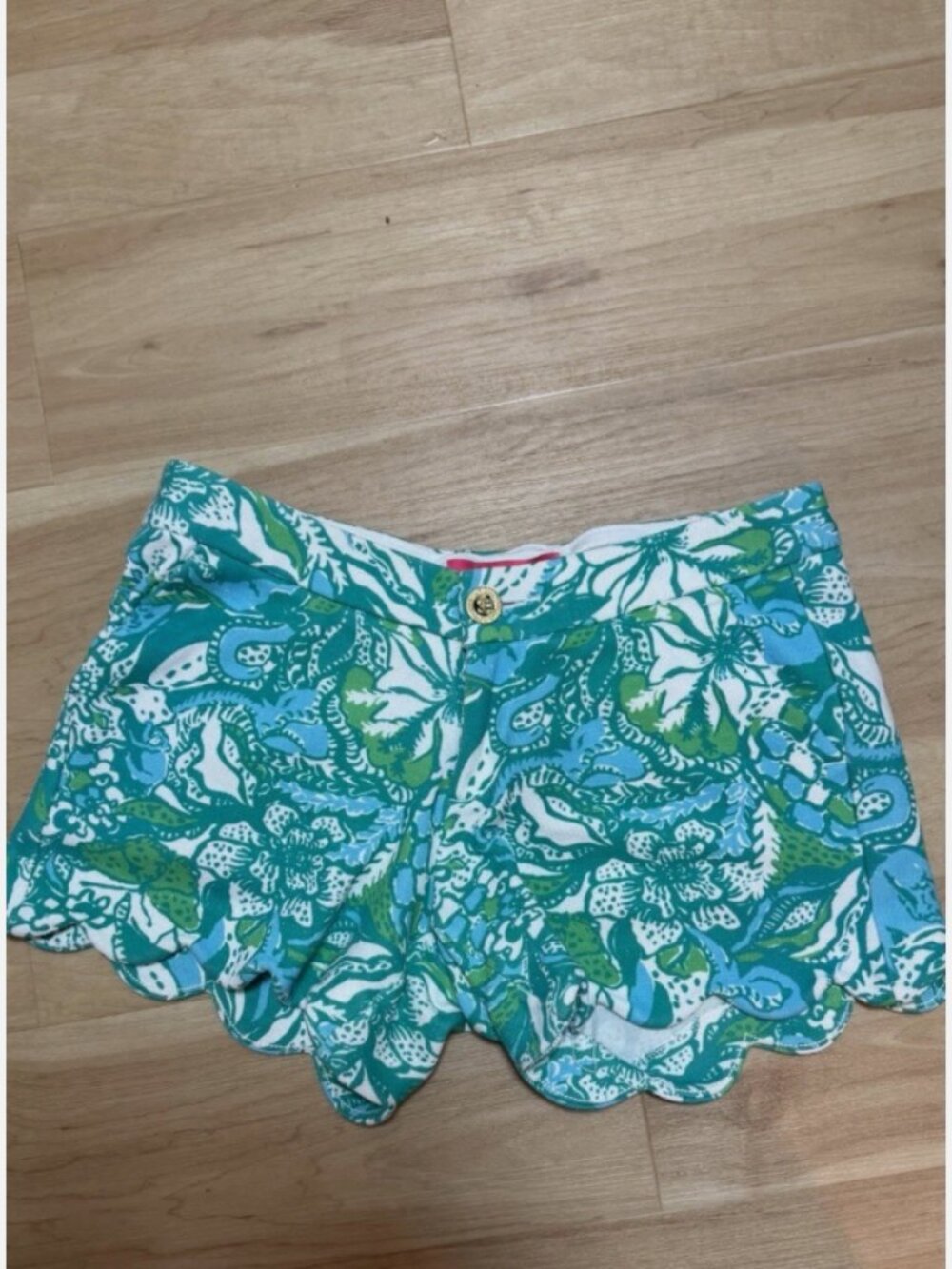 Lilly Pulitzer Women's Scalloped Turquoise & Green Shorts Size 00
